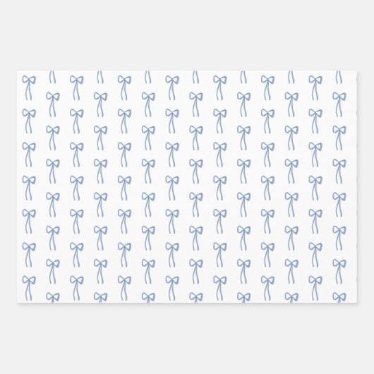 Little Bow Blue Coquette Douche Gift Wrap Inpakpapier Vel (Voorkant)