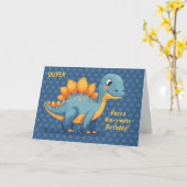 Little Boy Aangepaste Naam Verjaardag Dinosaur Din Kaart (Gele Bloem)
