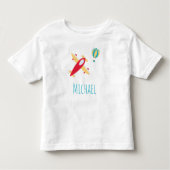 Little Boy Airplane and Balloon met voornaam Kinder Shirts (Voorkant)