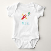 Little Boy Airplane and Balloon met voornaam Romper (Voorkant)