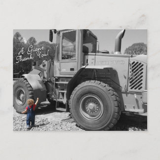 Little Boy and a Tractor Thank You Postcard Briefkaart