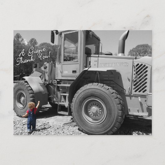 Little Boy and a Tractor Thank You Postcard Briefkaart (Voorkant)