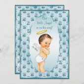 Little Boy Angel Blue Rozen Baby shower Kaart (Voorkant / Achterkant)