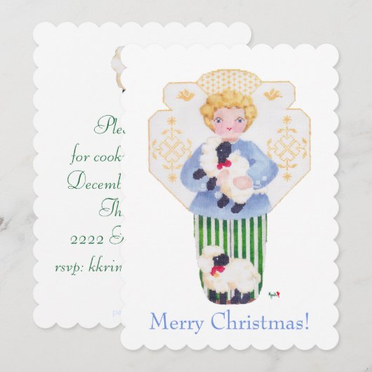 Little Boy Angel met lambs-uitnodiging Kaart (Voorkant / Achterkant)