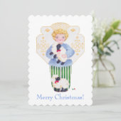 Little Boy Angel met lambs-uitnodiging Kaart (Staand voorkant)