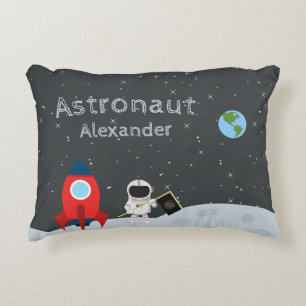 Little Boy Astronaut on Moon, First Name Space Accent Kussen