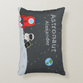 Little Boy Astronaut on Moon, First Name Space Accent Kussen (Voorkant(Verticaal))