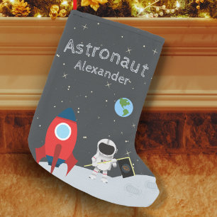 Little Boy Astronaut on Moon, First Name Space Kleine Kerstsok