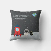 Little Boy Astronaut on Moon, First Name Space Kussen (Achterkant)