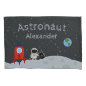 Little Boy Astronaut on Moon, First Name Space Kussensloop (Voorkant)