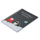 Little Boy Astronaut on Moon, First Name Space Notitieboek (Linkerzijde)