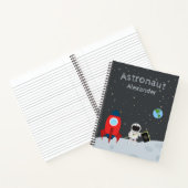 Little Boy Astronaut on Moon, First Name Space Notitieboek (Binnen)