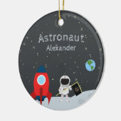 Little Boy Astronaut on Moon, Name Space Kerstmis Keramisch Ornament (Links)