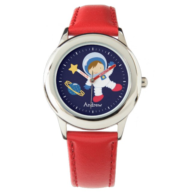 Little Boy Astronaut Personalized Horloge (Voorkant)