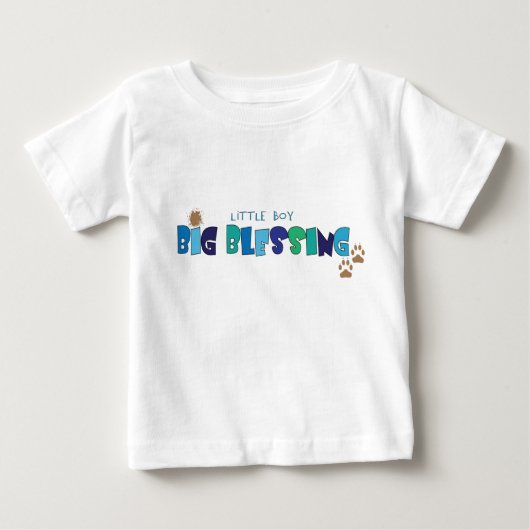 Little Boy, Big Blessing Christelijk baby T-shirt (Voorkant)