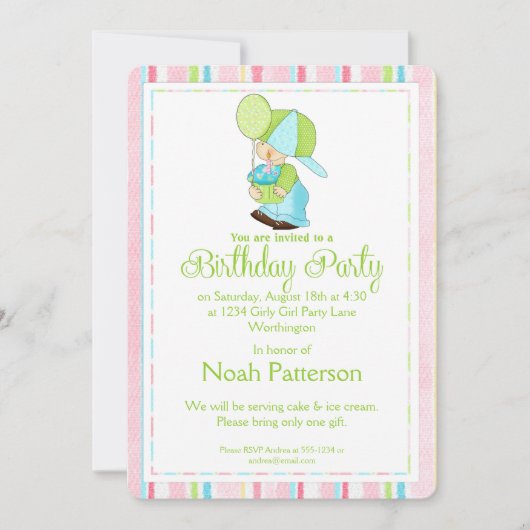 Little Boy Birthday Party Invite Country Boy d3 Kaart (Voorkant)