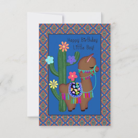 Little Boy Birthday | Schattig Little Llama (Voorkant)