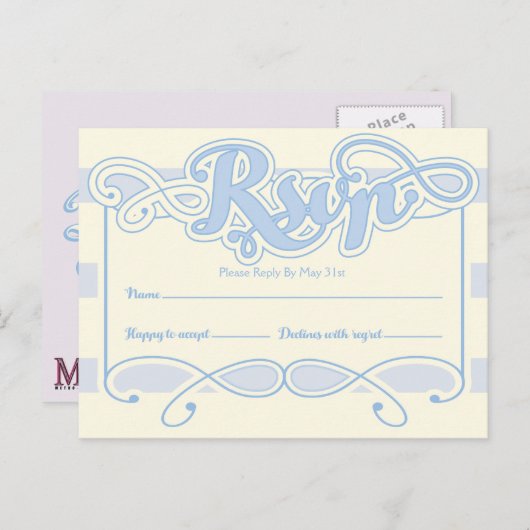 Little Boy Blue Baby shower RSVP-kaart Uitnodiging Briefkaart (Voorkant / Achterkant)
