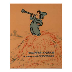 Little Boy Blue Blow Your Horn Nursery Rhyme Perfect Poster