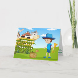 Little Boy Blue Boerderij Fun Kinder Fab Colorful Kaart