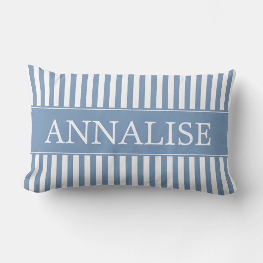 Little Boy Blue en White Stripes Personalized Kussen (Voorkant)