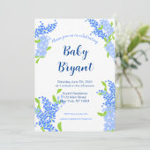 Little Boy Blue Floral Baby shower Uitnodiging (Staand voorkant)
