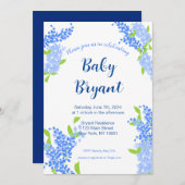 Little Boy Blue Floral Baby shower Uitnodiging (Voorkant / Achterkant)