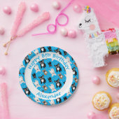 Little Boy Blue French Bulldogs Birthday Cake Papieren Bordje (Feest)