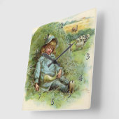 Little Boy Blue Nursery Rhyme Vierkante Klok (Hoek)