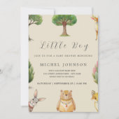 Little Boy Boho Woodland Animals Baby shower Kaart (Voorkant)