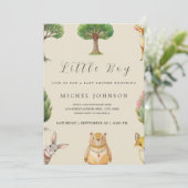 Little Boy Boho Woodland Animals Baby shower Kaart (Staand voorkant)