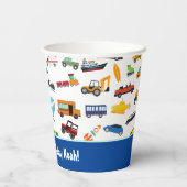 Little Boy Cars Vehicle Pattern Kind Happy Birthda Papieren Bekers (Achterkant)
