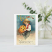 Little Boy Carving Pumpkin Briefkaart (Staand voorkant)