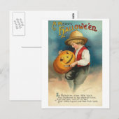 Little Boy Carving Pumpkin Briefkaart (Voorkant / Achterkant)