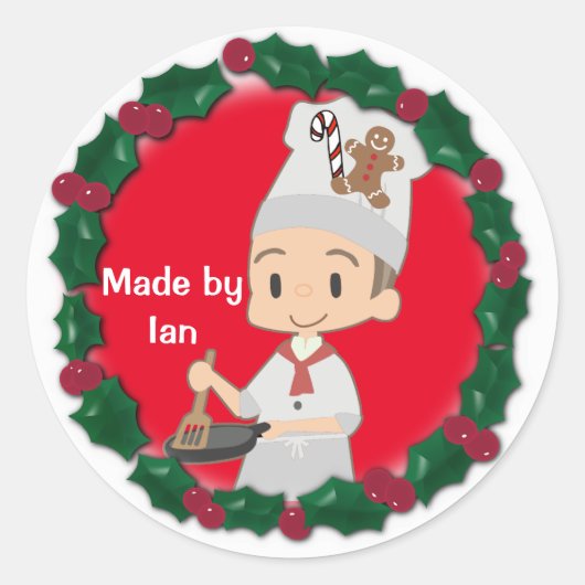 Little Boy Chef Ronde Sticker (Voorkant)