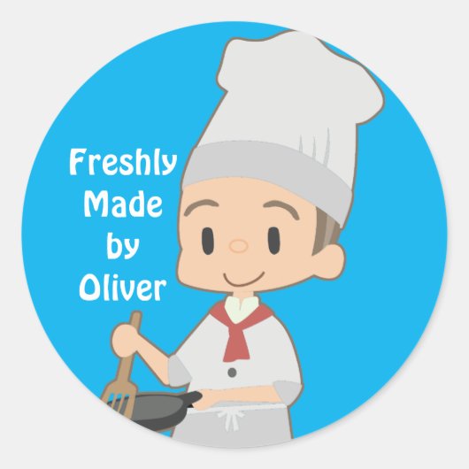 Little Boy Chef Ronde Sticker (Voorkant)