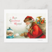 Little Boy die Kerstman een Brief geven Feestdagenkaart (Voorkant)