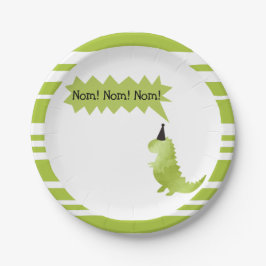 Little Boy Dinosaur Green Dino-thema Decoraties Papieren Bordje