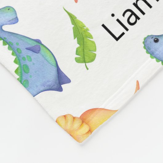 Little Boy Dinosaur Naam toevoegen Kinderkamer Sch Fleece Deken (Hoek)