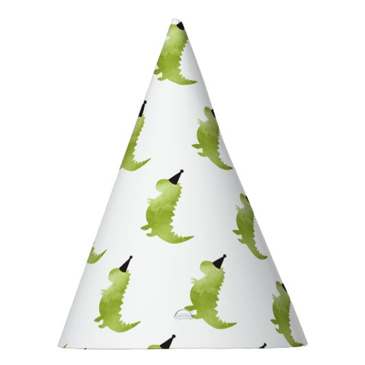 Little Boy Dinosaur Theme Dino Green and Black Pet Feesthoedjes (Rechts)