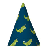 Little Boy Dinosaur Theme Dino Green and Navy Pet Feesthoedjes (Rechts)