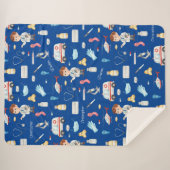 Little Boy Doctor Medical Pattern met Name, Blue Sherpa Deken (Voorkant (horizontaal))