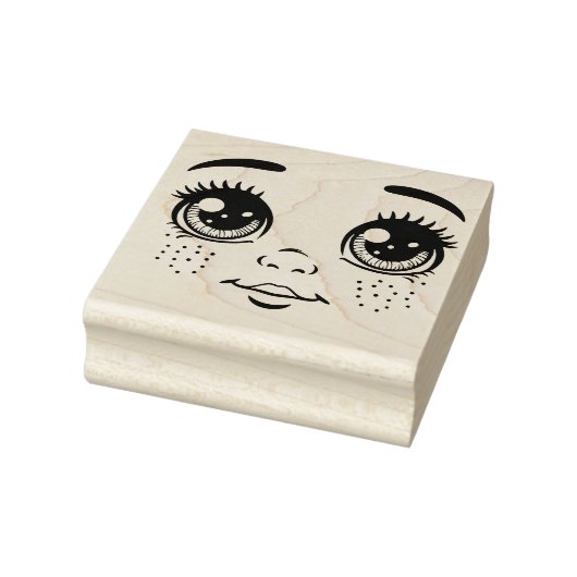 Little Boy Doll Face sproeten inkt Originele Kunst Rubberstempel (Stempel)