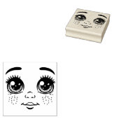 Little Boy Doll Face sproeten inkt Originele Kunst Rubberstempel (Gestempeld)