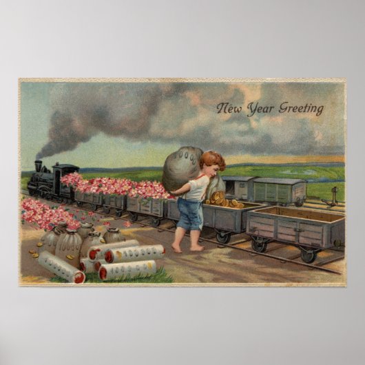Little Boy Dumping Money in Train Poster (Voorkant)
