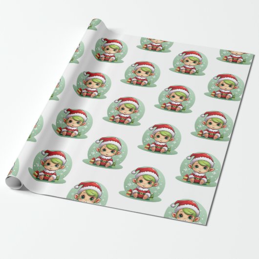 Little Boy Elf Xmas Magic Cadeaupapier (Uitgerold)