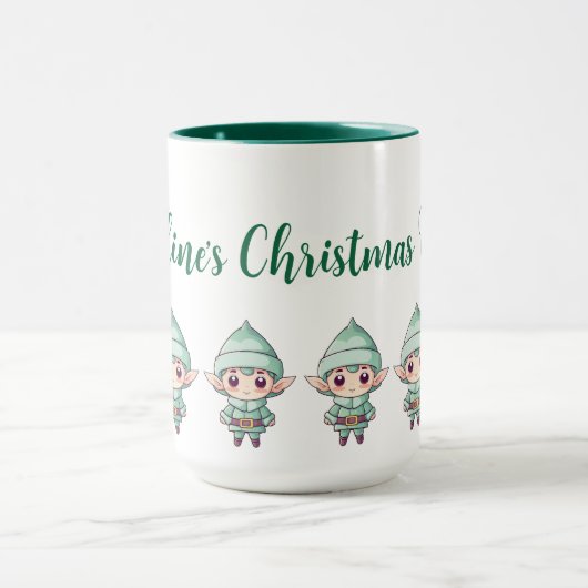 Little Boy Elf Xmas Magic Gepersonaliseerd Mok (Midden)