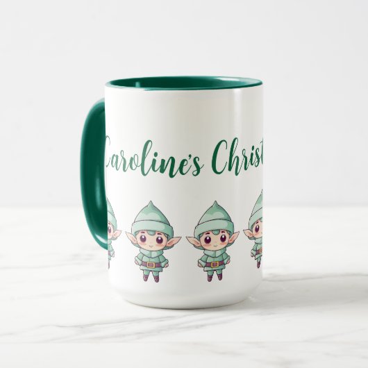 Little Boy Elf Xmas Magic Gepersonaliseerd Mok (Voorkant links)