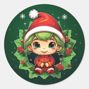 Little Boy Elf Xmas Magic Ronde Sticker