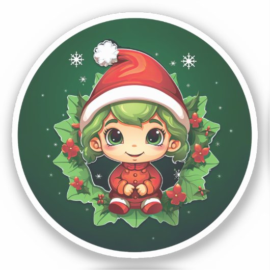 Little Boy Elf Xmas Magic Sticker (Voorkant)